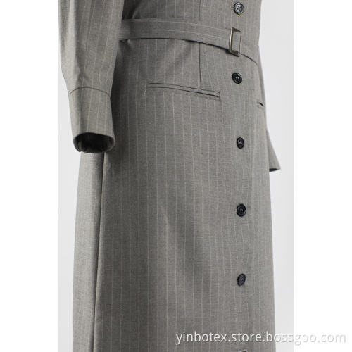 Ladies long stripe dust coat